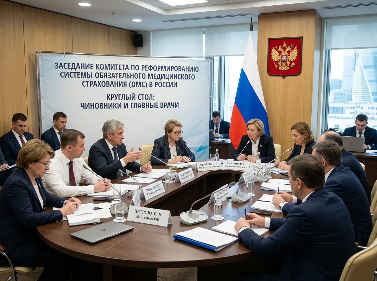 Заседание комитета по реформированию системы ОМС в России, круглый стол с чиновниками и главными врачами